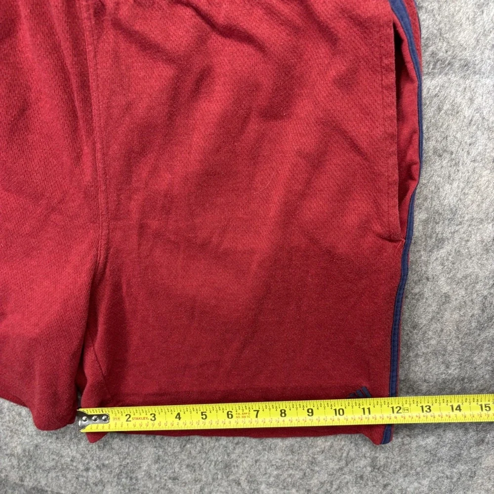 Vintage Adidas Cotton‎ Shorts Men's Medium Red Striped Pockets Drawstring 6